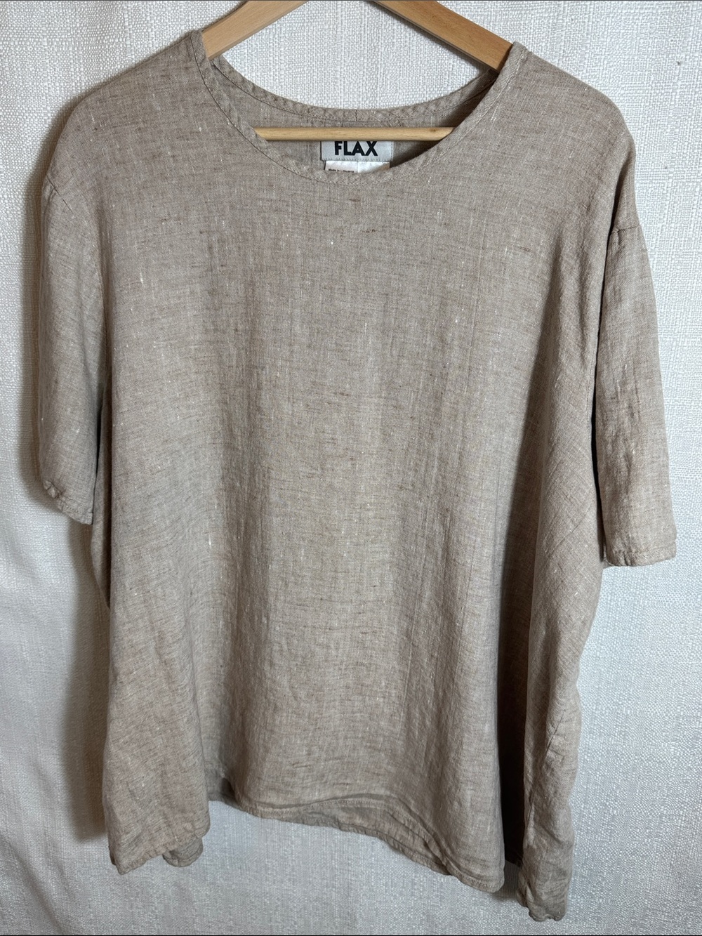 FLAX Linen Tunic Top Natural Beige Relaxed Fit Minimalist Artsy 18/20 - Picture 2 of 5